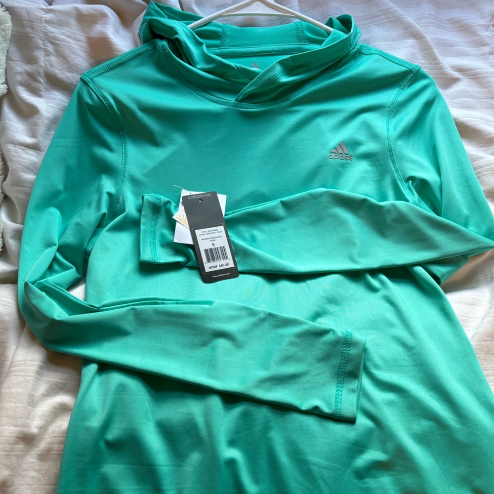 adidas teal long sleeve silky material brand new